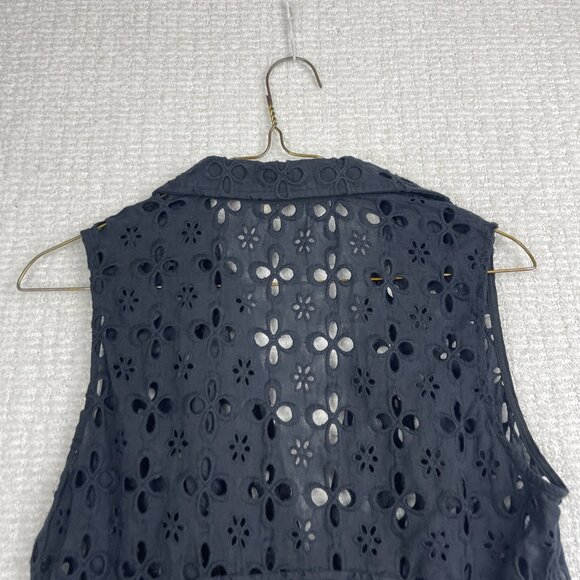GUESS Black Floral Eyelet Peplum Sleeveless Top Women's Size Small S Cute Chic - Picture 11 of 15